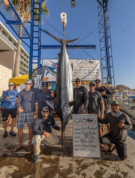 Image of a Black Marlin caught by Jazz Moorhead on team Stella June at the 2022 Los Cabos Billfish Tournament